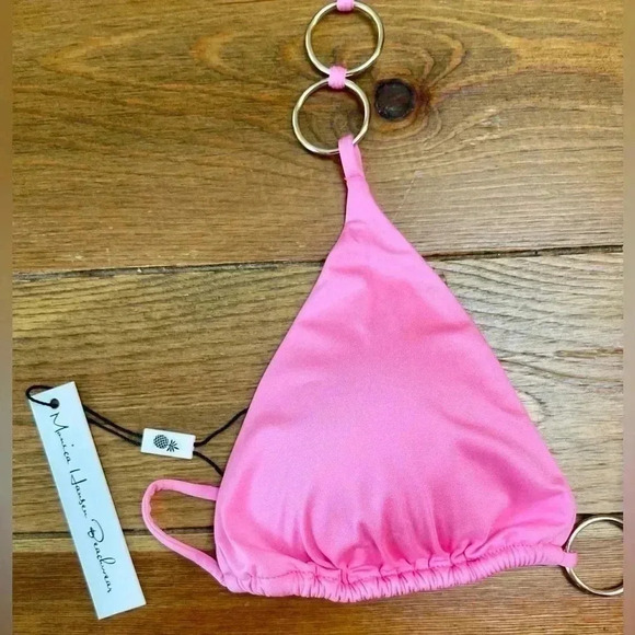 Monica Hansen Beachwear "Icon" Top with Rings - Pink | Large - Picture 3 of 5